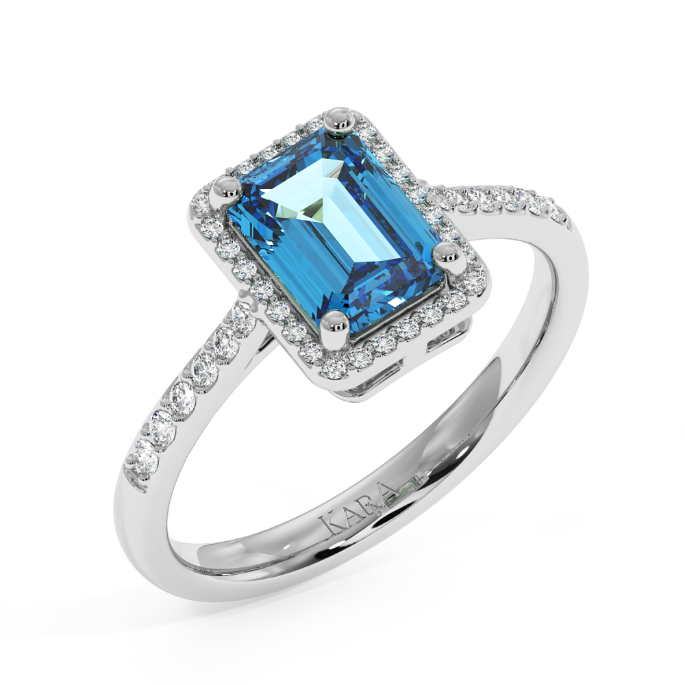Ring with 0.19 ct Diamonds and 1.83 ct Blue-Topaz