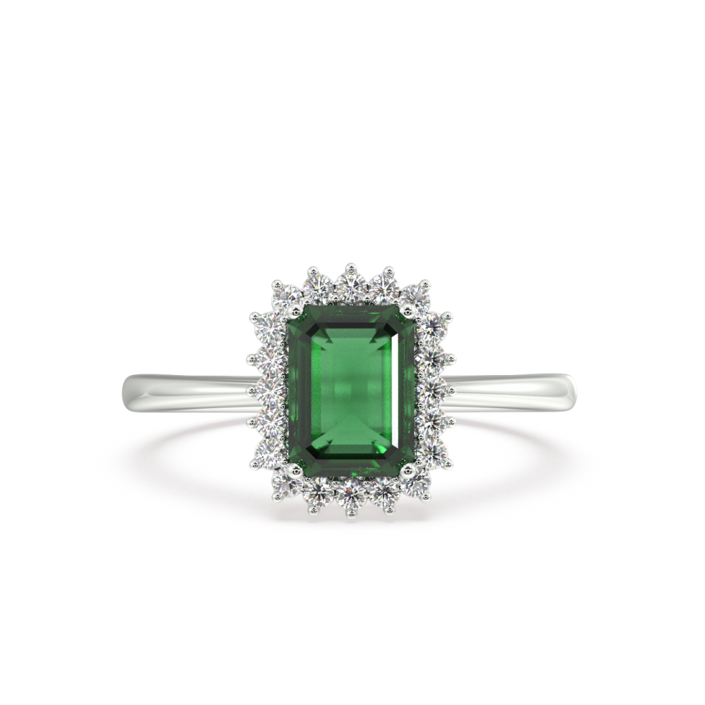 Ring with 0.20 ct Diamonds and 1.35 ct Emerald