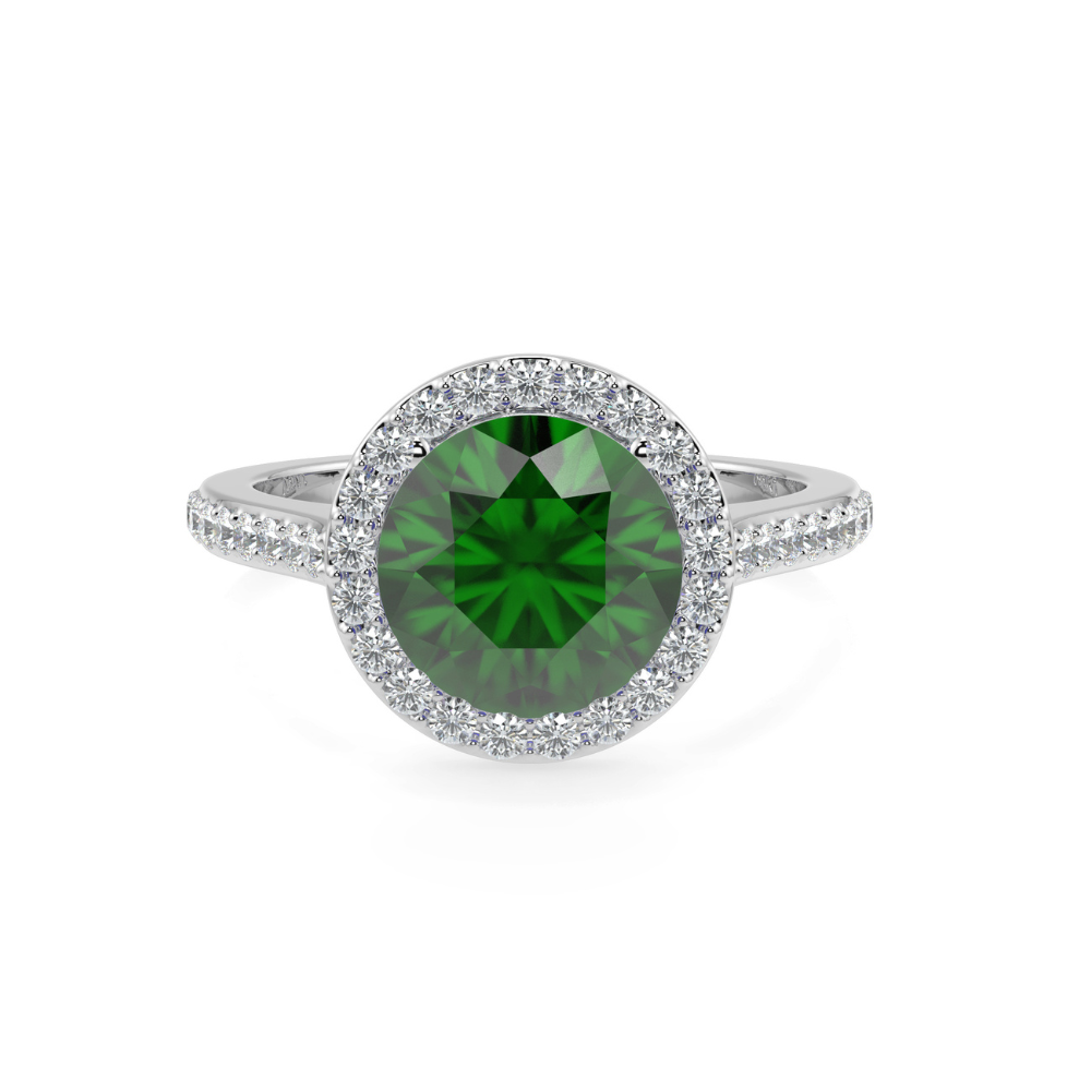 Ring with Diamonds of 0.30 ct and Emerald of 0.54 ct