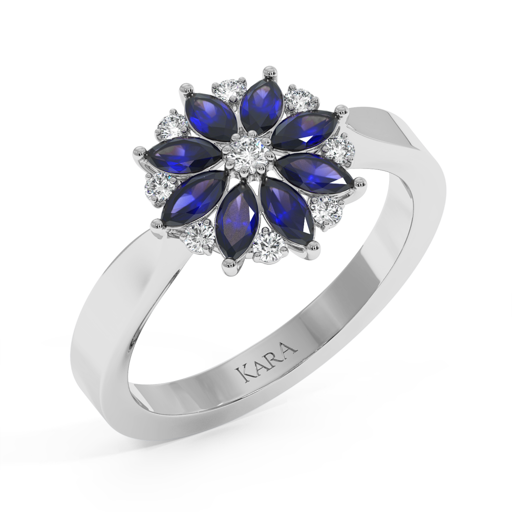 Ring with 0.12 ct diamonds and 0.64 ct sapphires