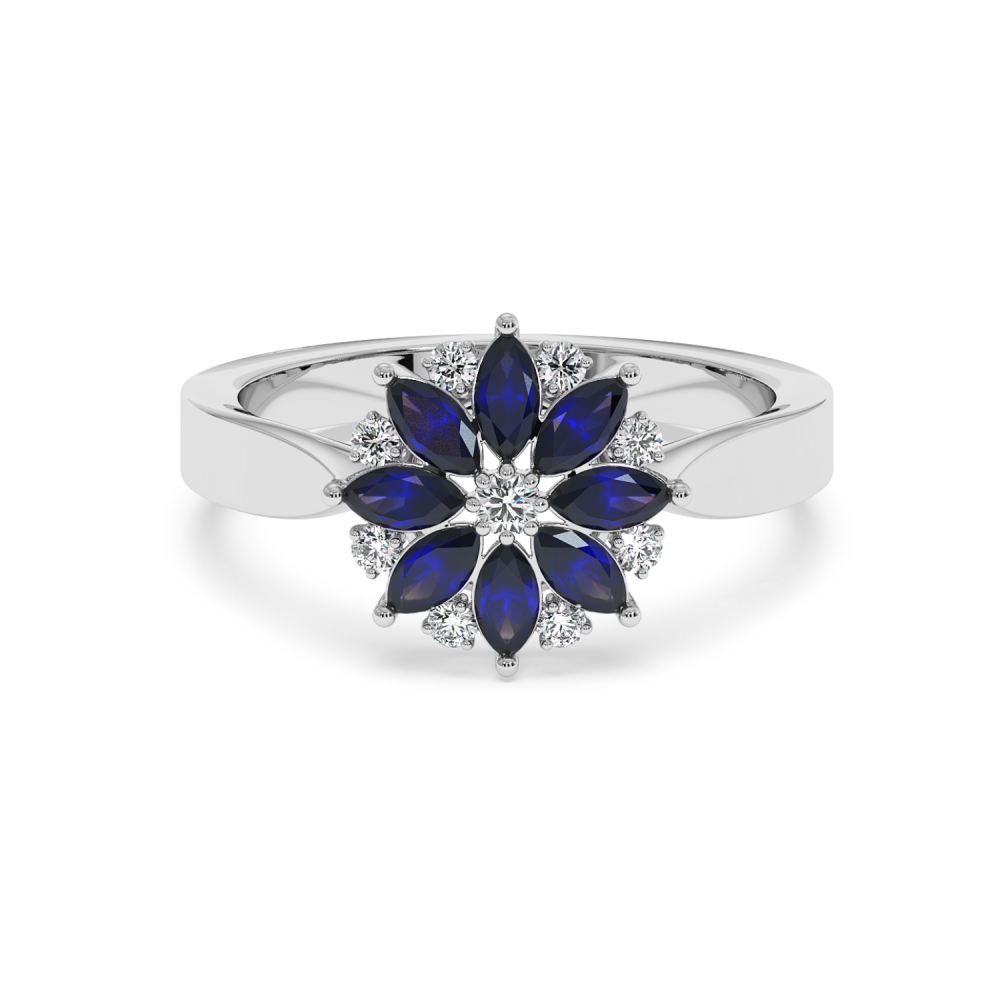 Ring with 0.12 ct diamonds and 0.64 ct sapphires