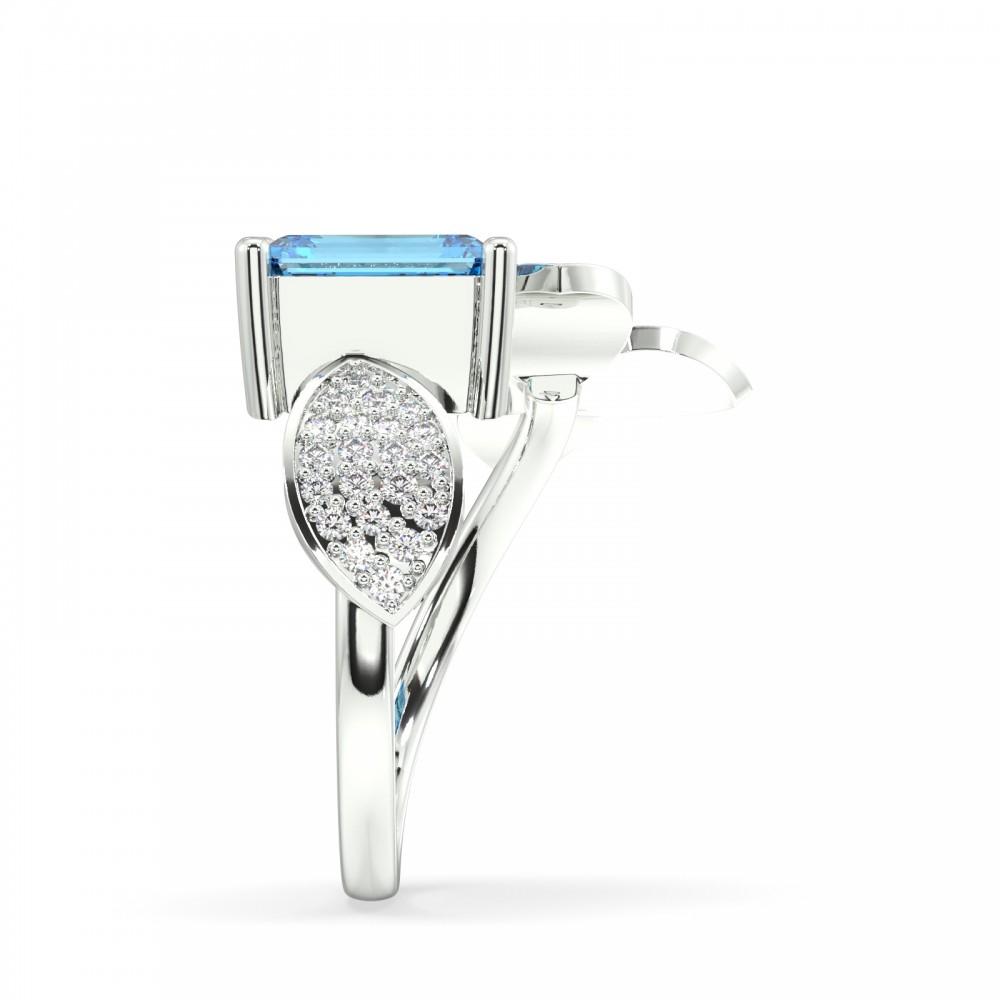 Ring with 0.42 ct Diamonds and 2.01 ct Blue Topaz