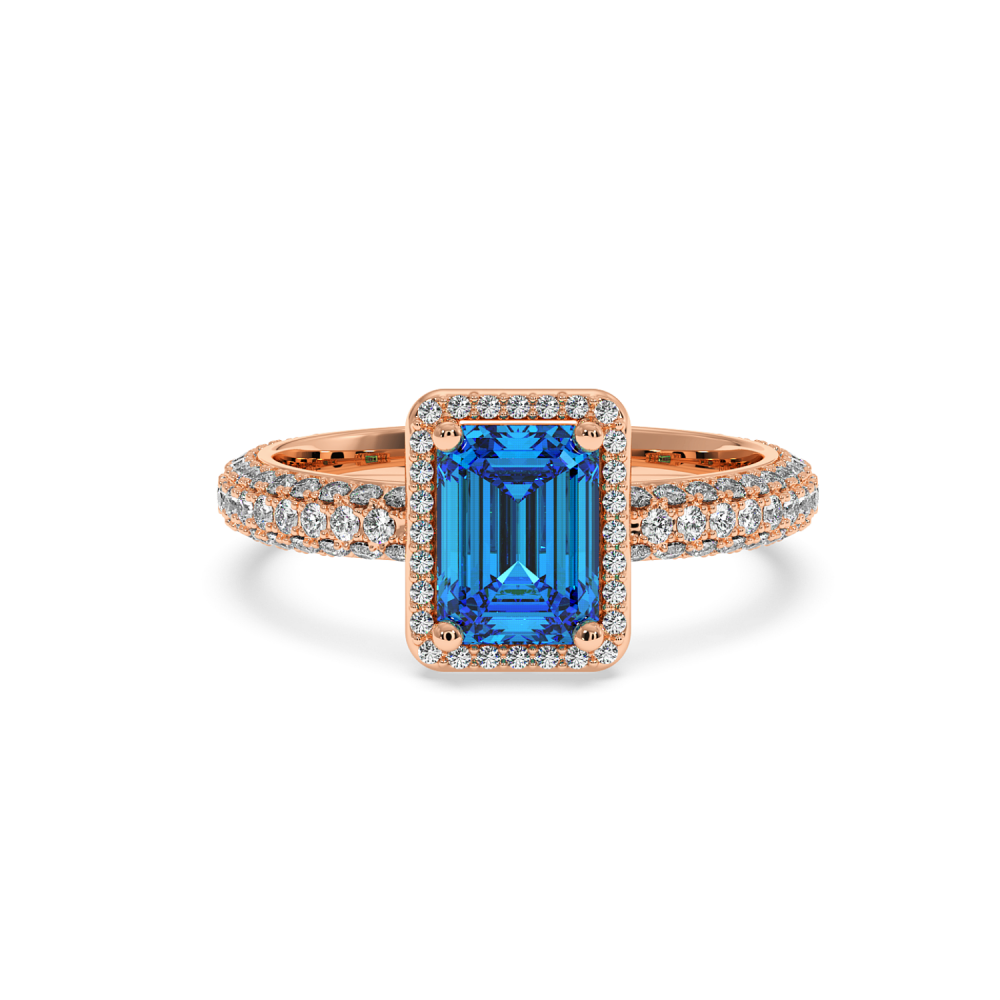 Ring with 0.43 ct Diamonds and 2.87 ct Blue Topaz
