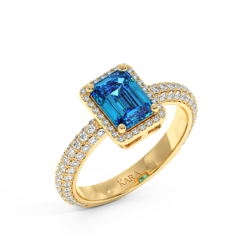 Ring with 0.43 ct Diamonds and 2.87 ct Blue Topaz