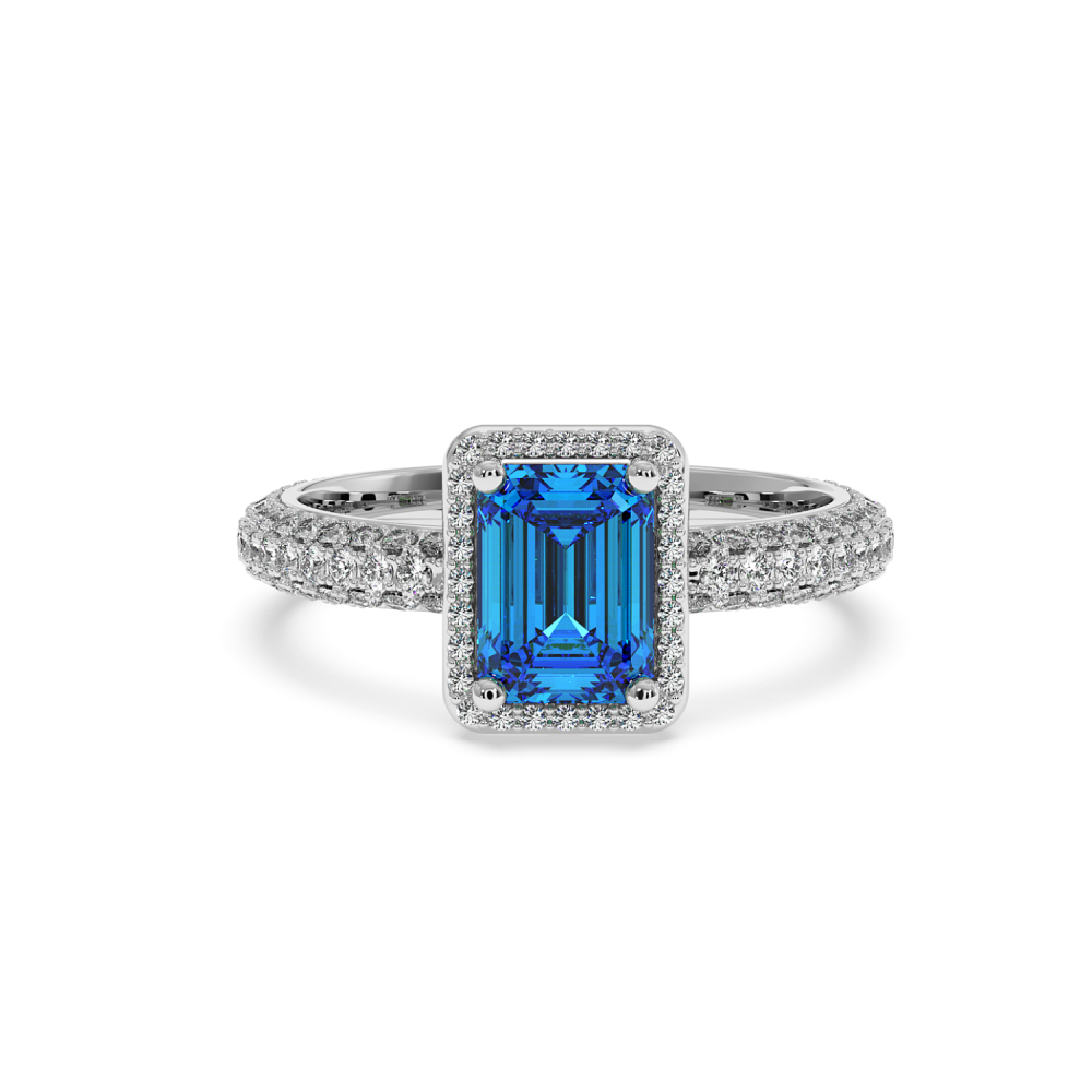 Ring with 0.43 ct Diamonds and 2.87 ct Blue Topaz