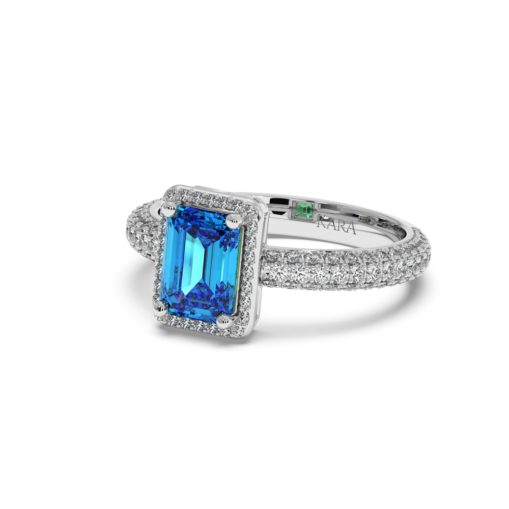 Ring with 0.43 ct Diamonds and 2.87 ct Blue Topaz
