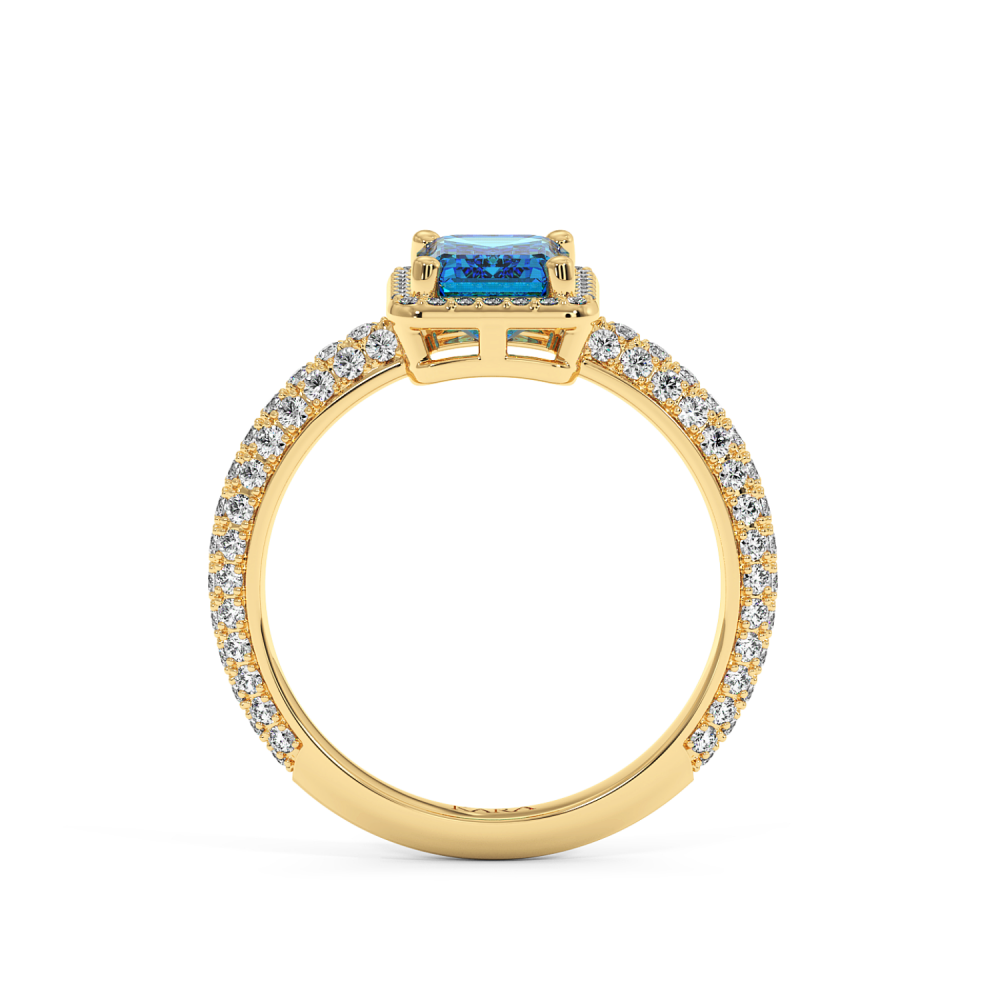 Ring with 0.43 ct Diamonds and 2.87 ct Blue Topaz