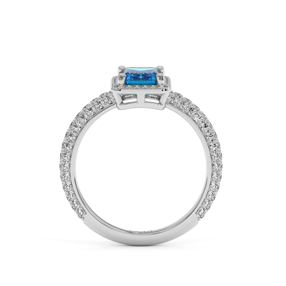 Ring with 0.43 ct Diamonds and 2.87 ct Blue Topaz