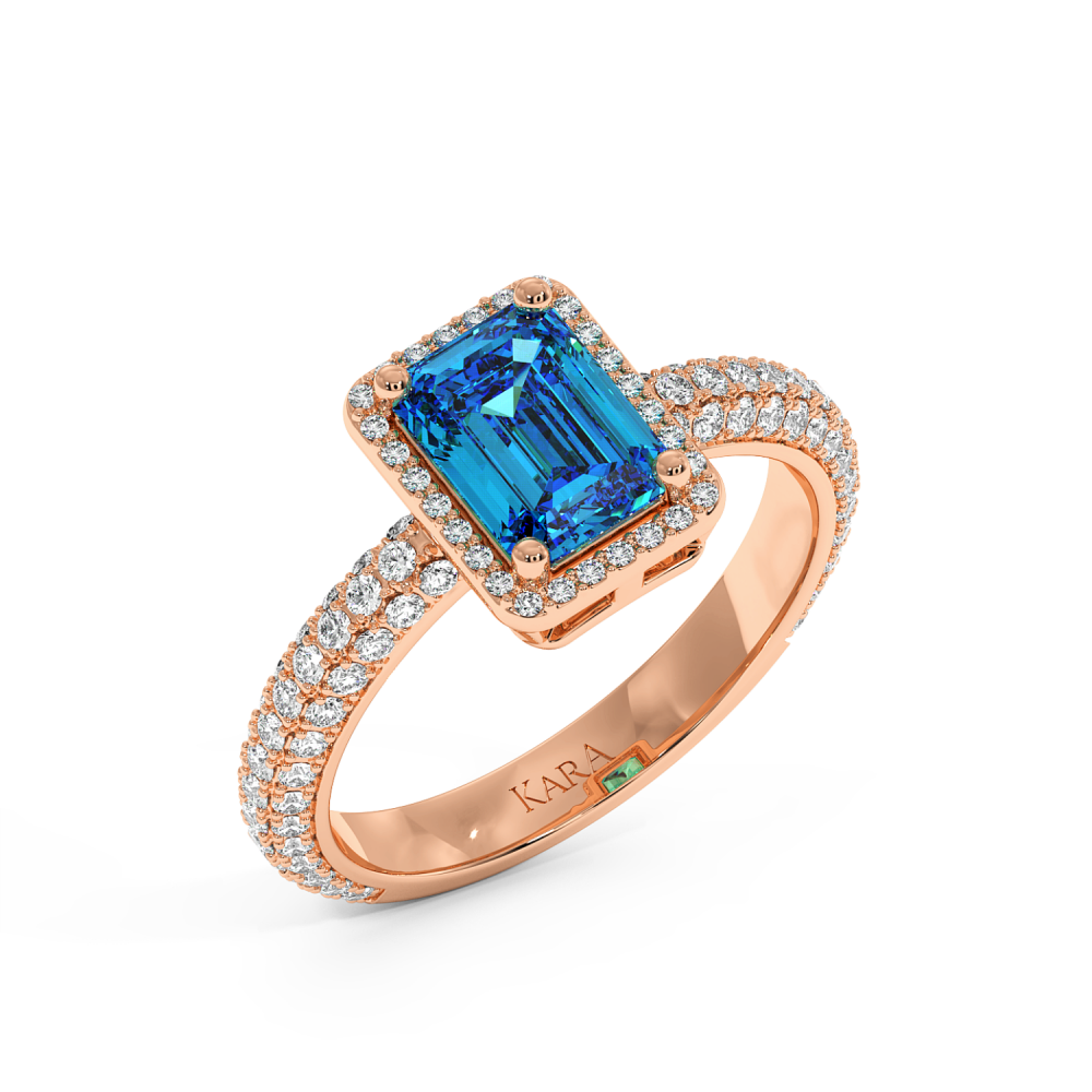 Ring with 0.43 ct Diamonds and 2.87 ct Blue Topaz