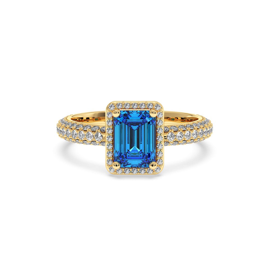 Ring with 0.43 ct Diamonds and 2.87 ct Blue Topaz