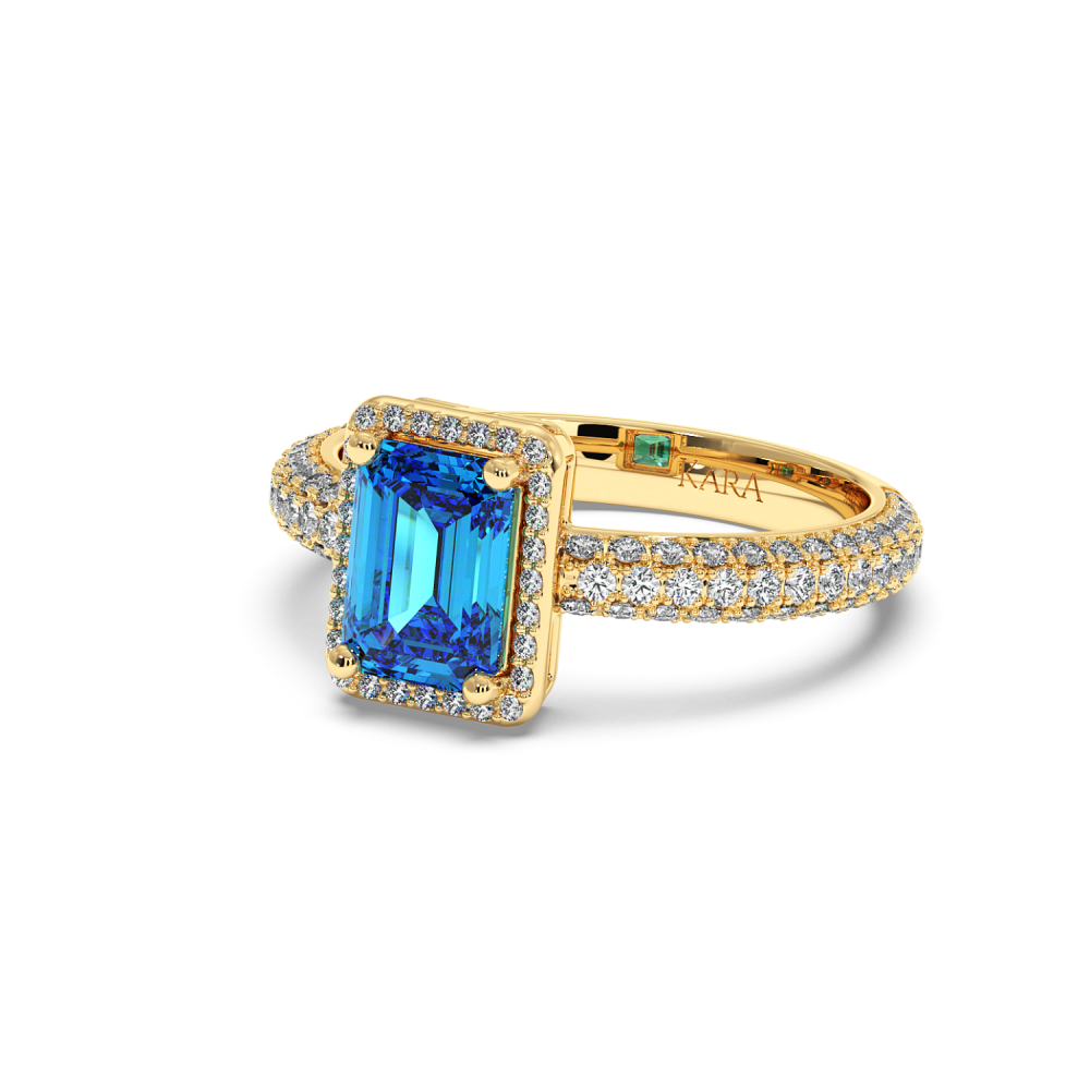 Ring with 0.43 ct Diamonds and 2.87 ct Blue Topaz