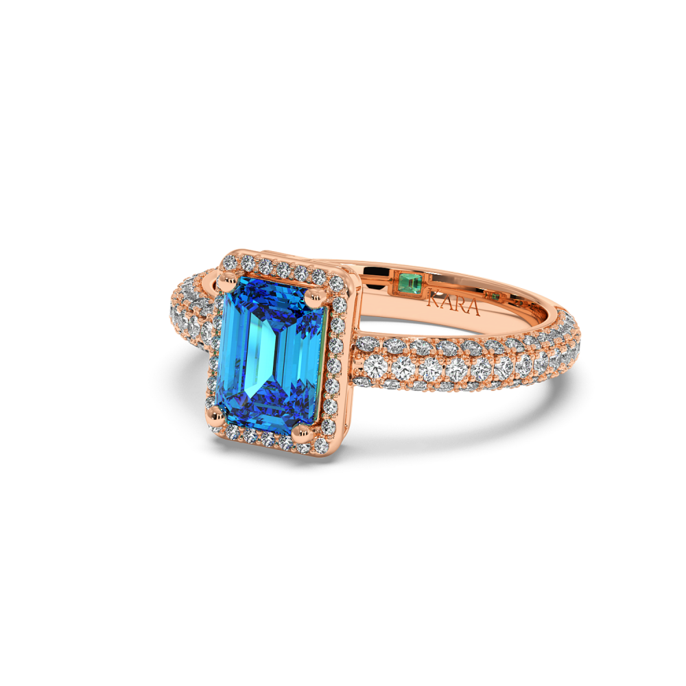 Ring with 0.43 ct Diamonds and 2.87 ct Blue Topaz
