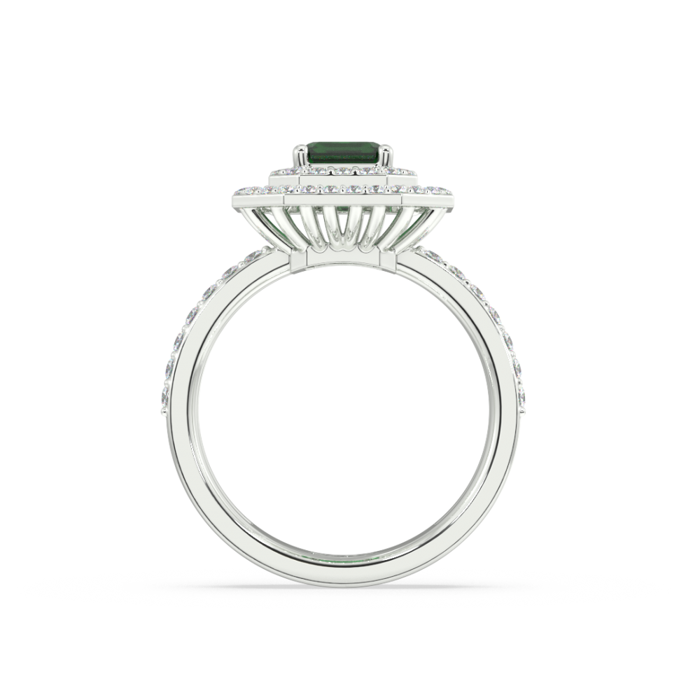 Ring with Diamonds of 0.58 ct and Emerald of 0.78 ct