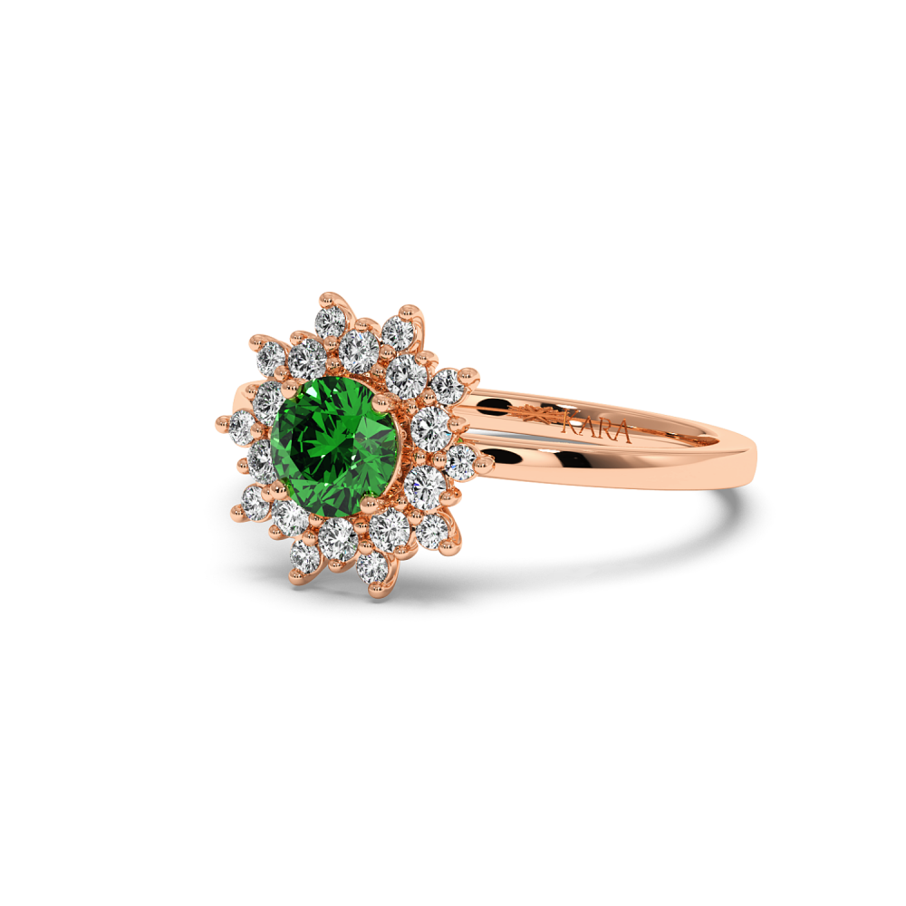 Ring with Diamonds of 0.60 ct and Emerald of 0.51 ct