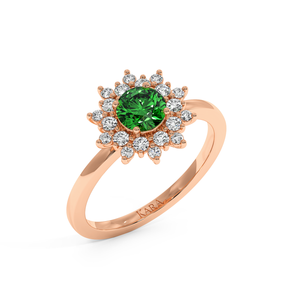 Ring with Diamonds of 0.60 ct and Emerald of 0.51 ct