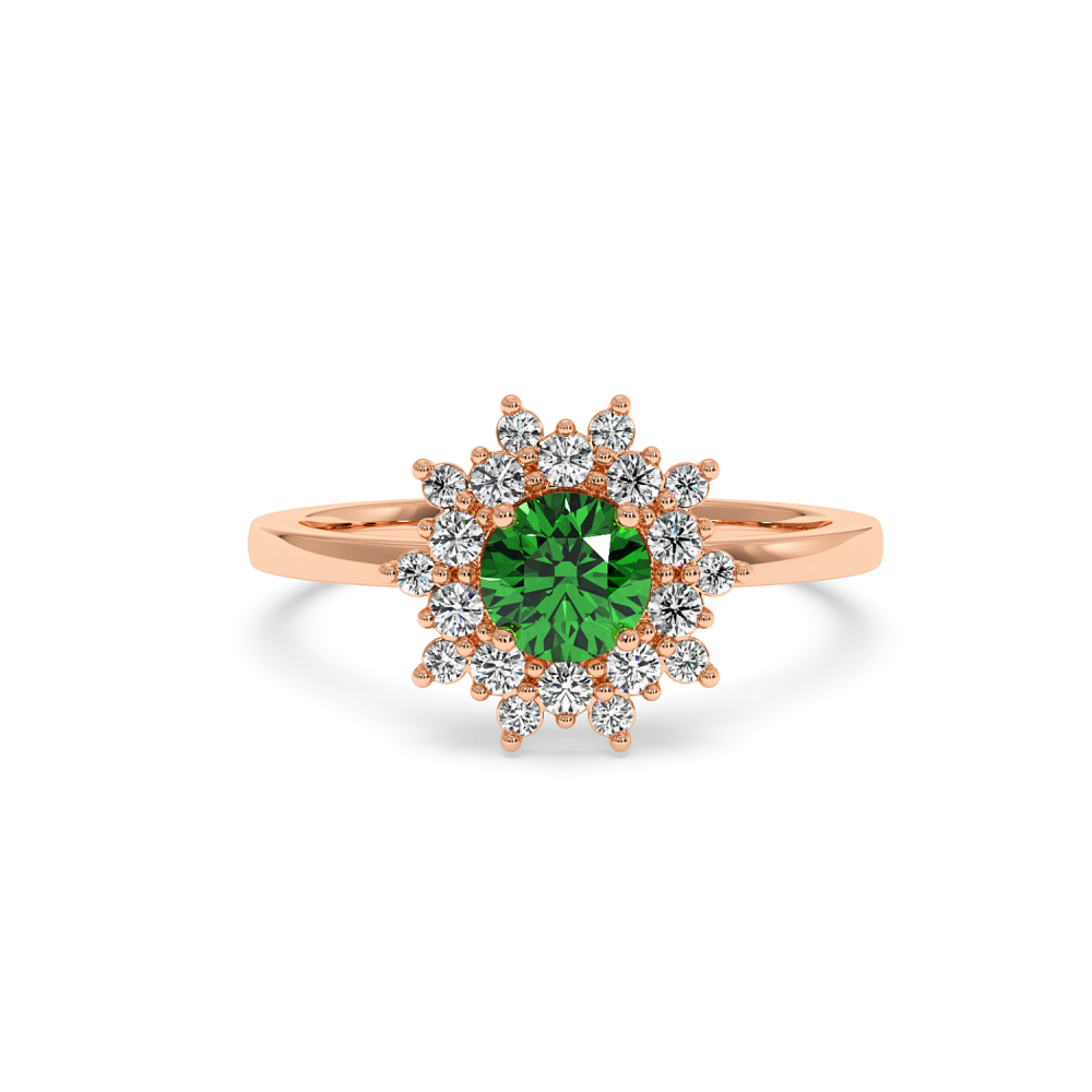 Ring with Diamonds of 0.60 ct and Emerald of 0.51 ct