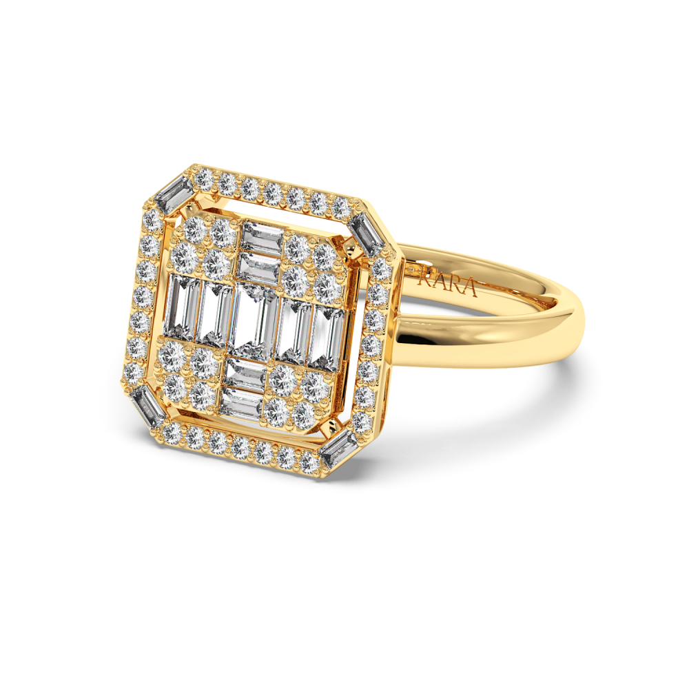 Ring with 0.30 ct Round Diamonds and 0.28 ct Baget Diamonds