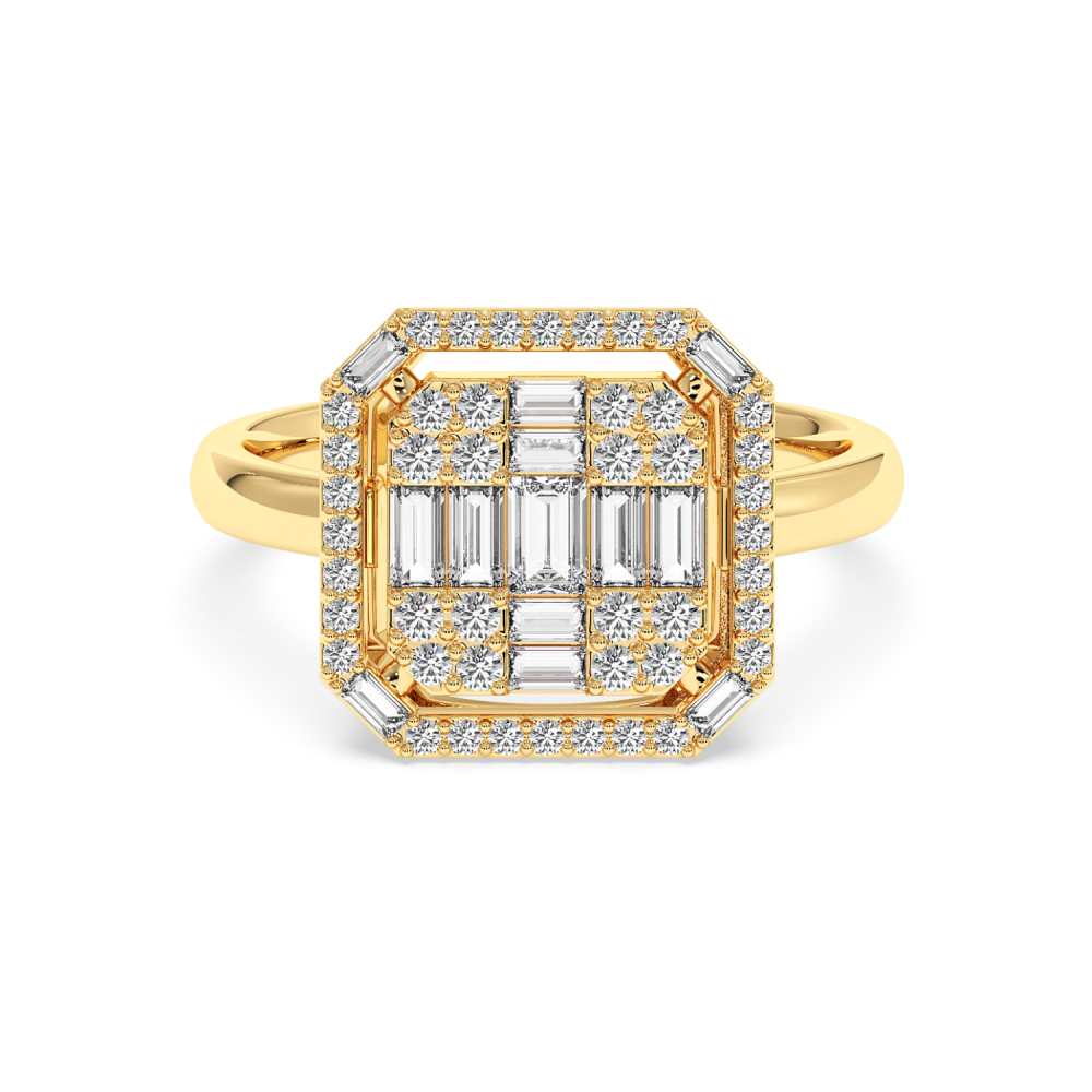 Ring with 0.30 ct Round Diamonds and 0.28 ct Baget Diamonds