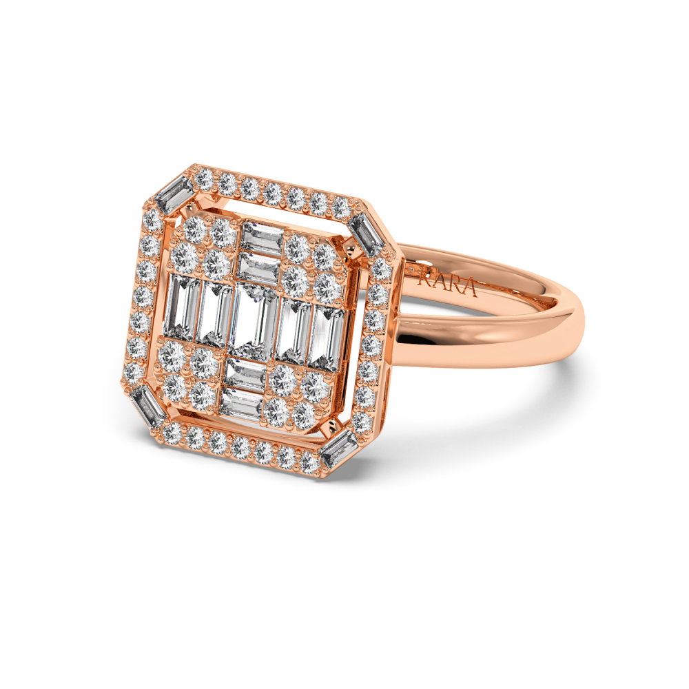 Ring with 0.30 ct Round Diamonds and 0.28 ct Baget Diamonds