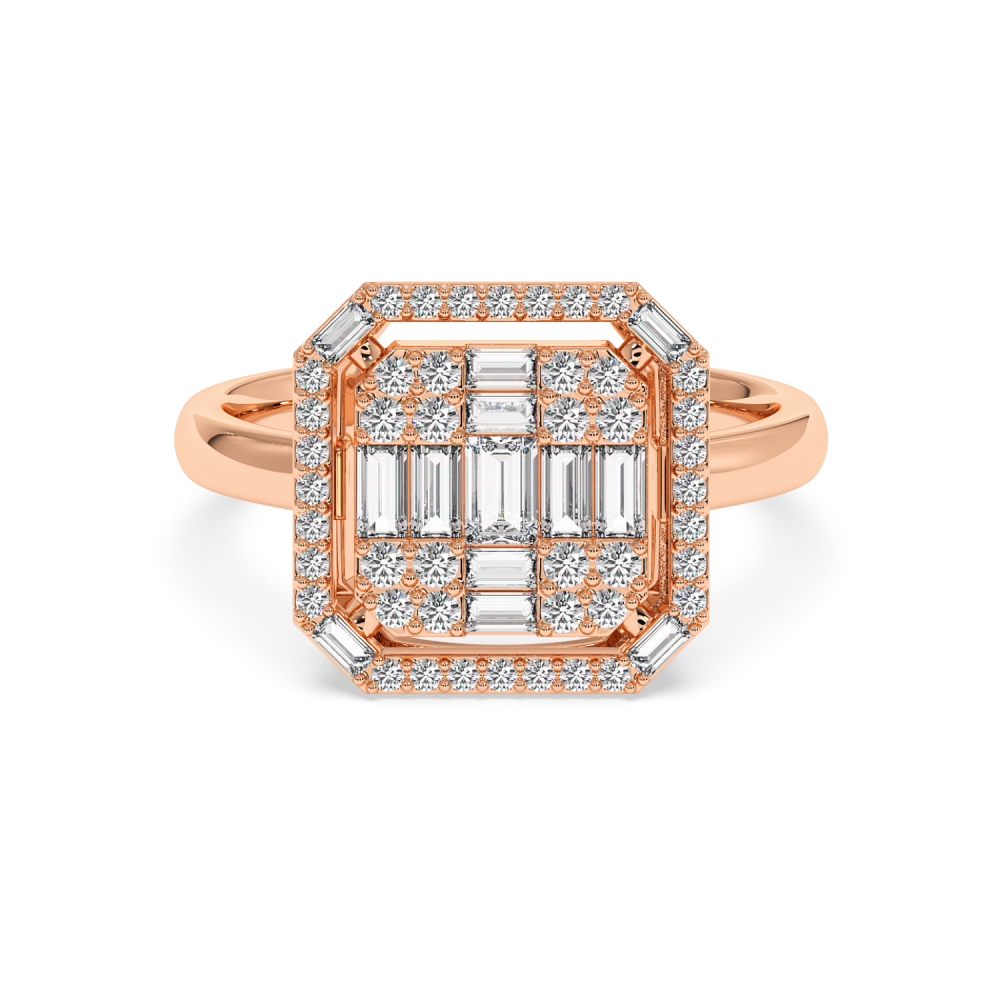 Ring with 0.30 ct Round Diamonds and 0.28 ct Baget Diamonds