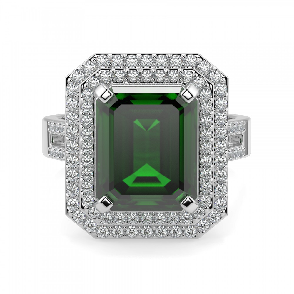 Ring with Diamonds of 0.67 ct. and Green Citrine of 3.72 ct