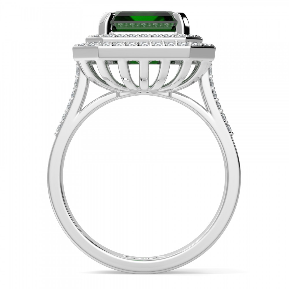 Ring with Diamonds of 0.67 ct. and Green Citrine of 3.72 ct