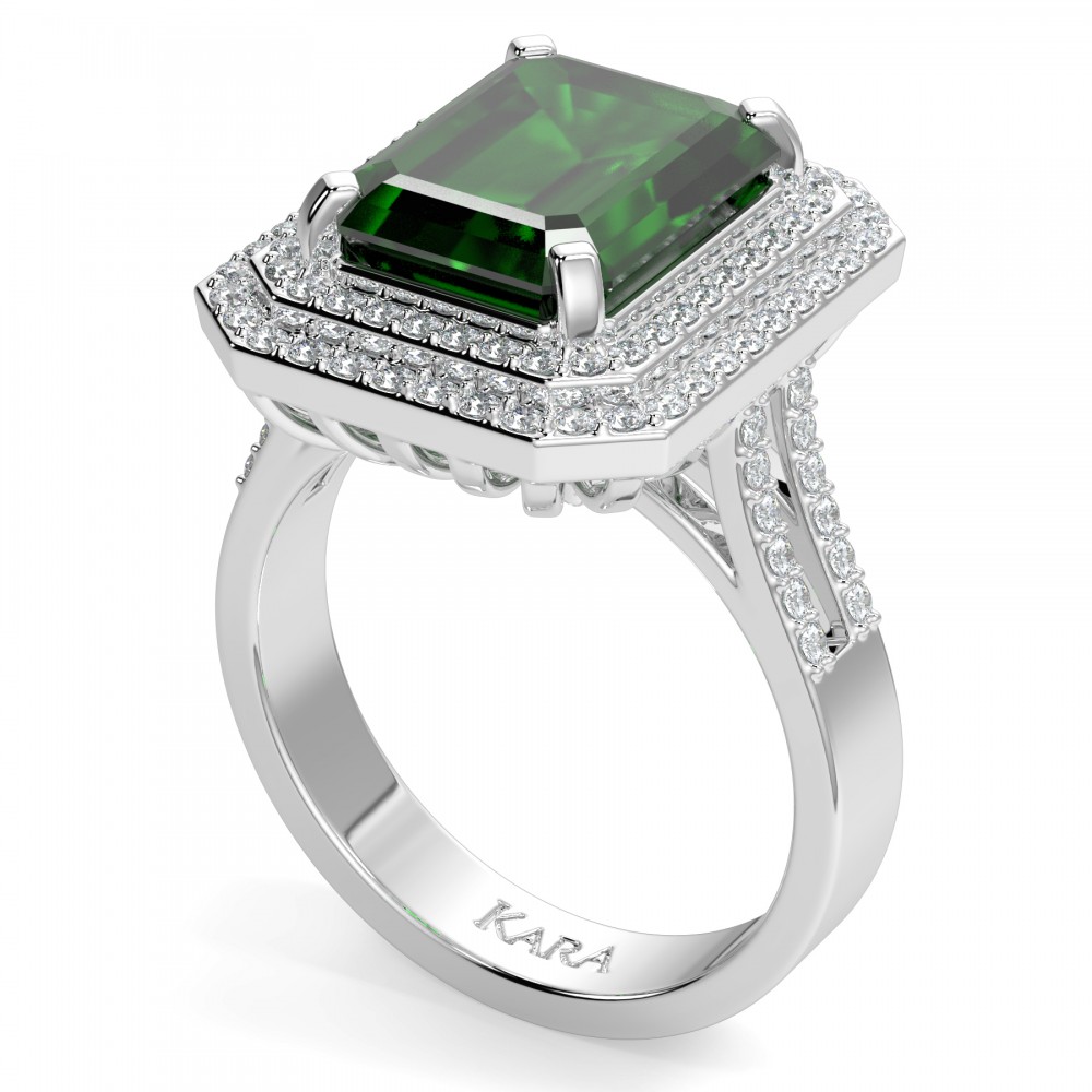 Ring with Diamonds of 0.67 ct. and Green Citrine of 3.72 ct