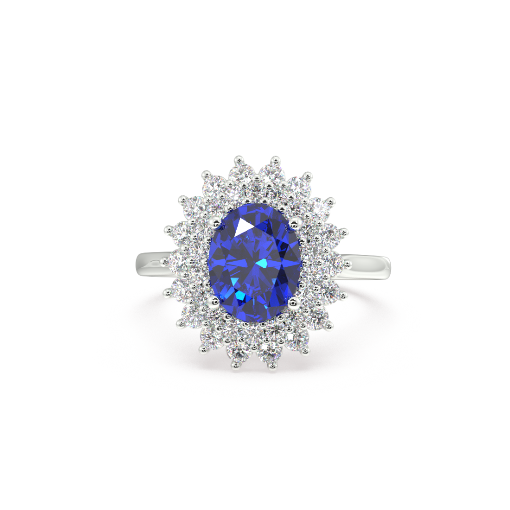Ring with Diamonds of 0.70 ct and Sapphire of 1.61 ct