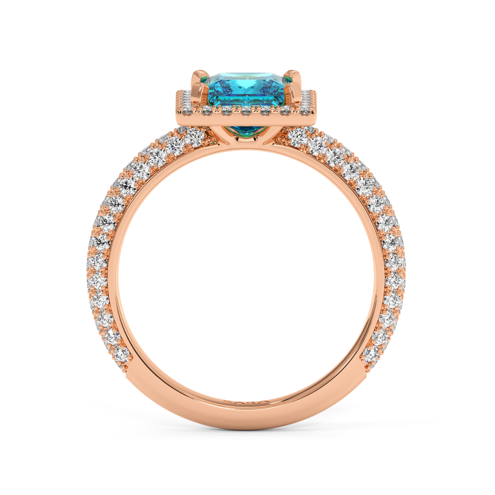 Ring with 0.74 ct Diamonds and 1.00 ct Blue-Topaz