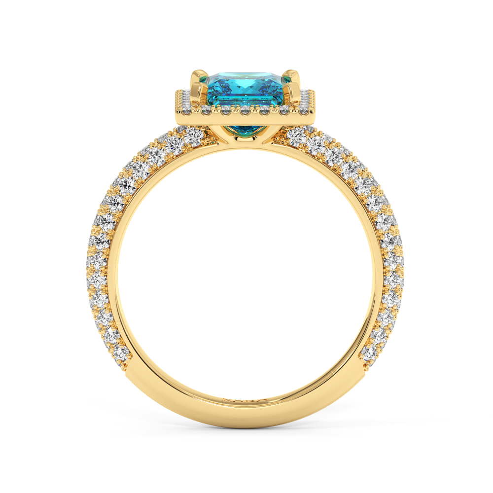 Ring with 0.74 ct Diamonds and 1.00 ct Blue-Topaz