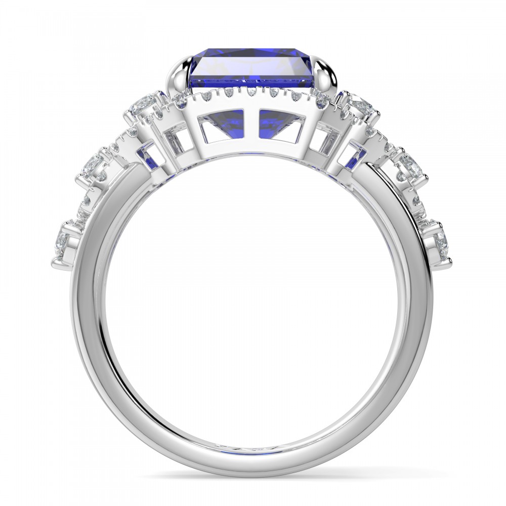 Ring with diamonds of 0.83 ct and Tanzanite of 6.14 ct