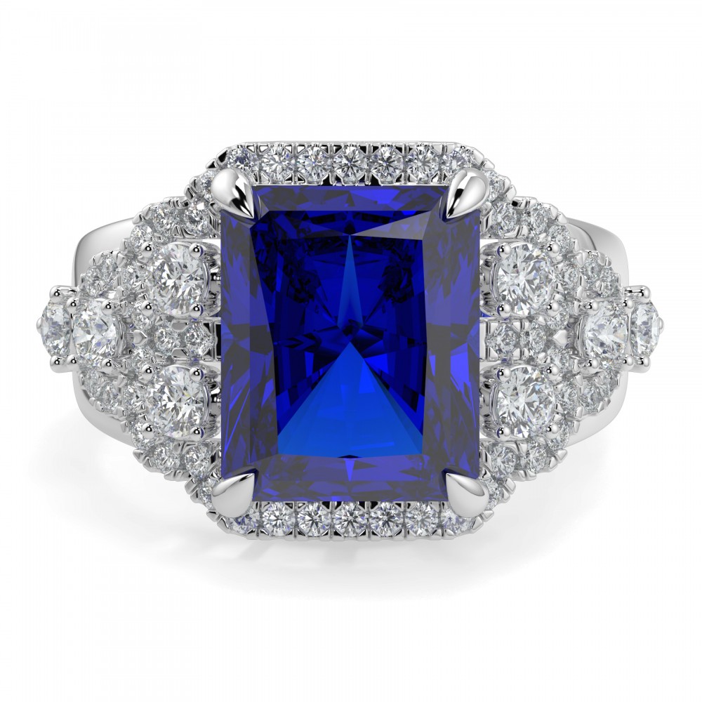 Ring with diamonds of 0.83 ct and Tanzanite of 6.14 ct