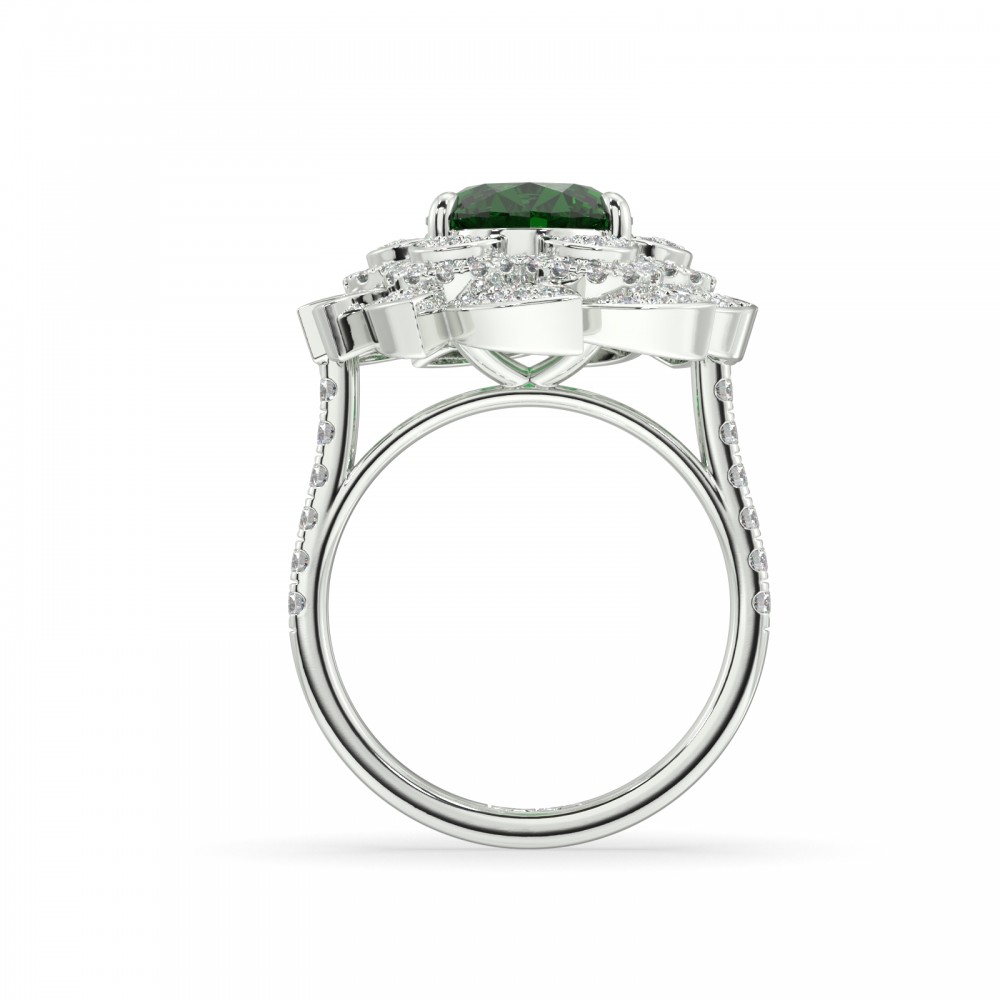 Ring with Diamonds of 0.97 ct and Emerald of 5.10 ct