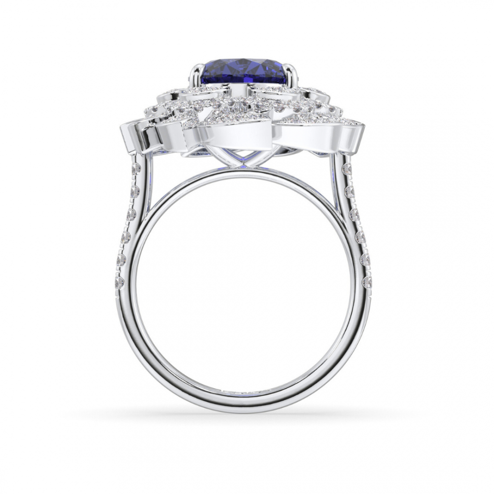 Ring with diamonds of 0.97 ct and Tanzanite of 5.32 ct