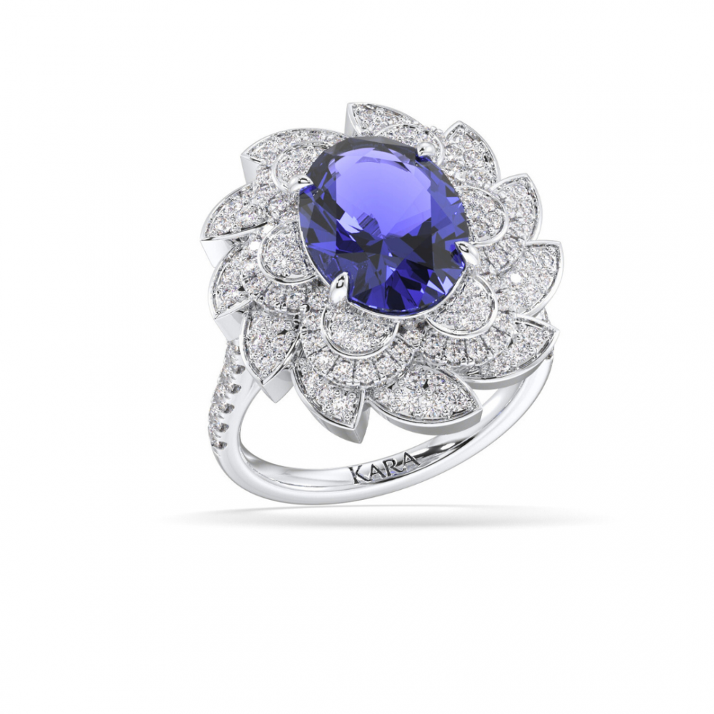 Ring with diamonds of 0.97 ct and Tanzanite of 5.32 ct
