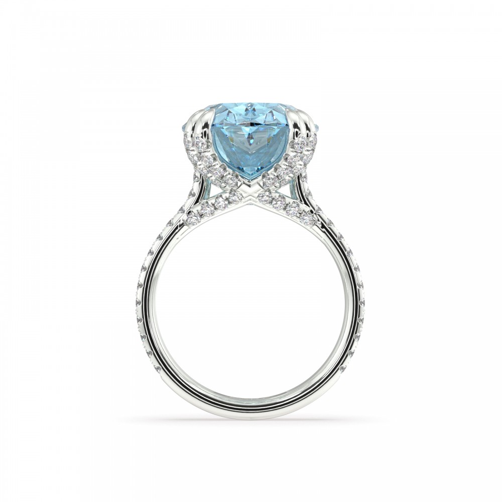 Ring with Diamonds of 0.86 ct and Aquamarine of 11.22 ct