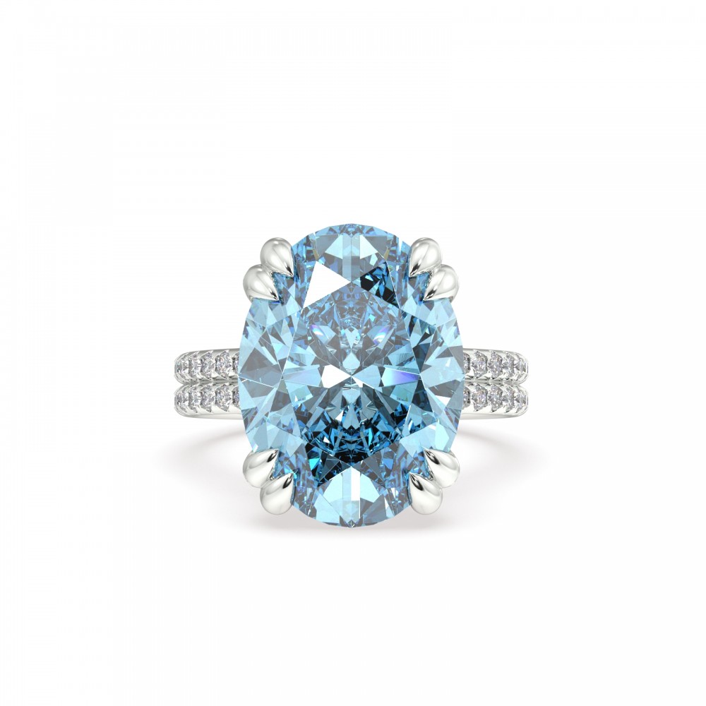 Ring with Diamonds of 0.86 ct and Aquamarine of 11.22 ct