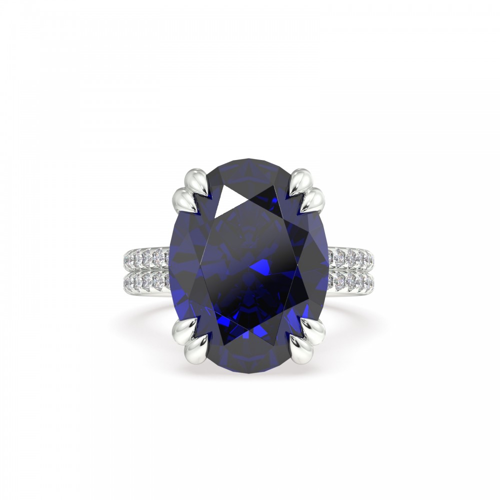 Ring with 0.86 ct. diamonds and 11.22 ct. Blue Quartz