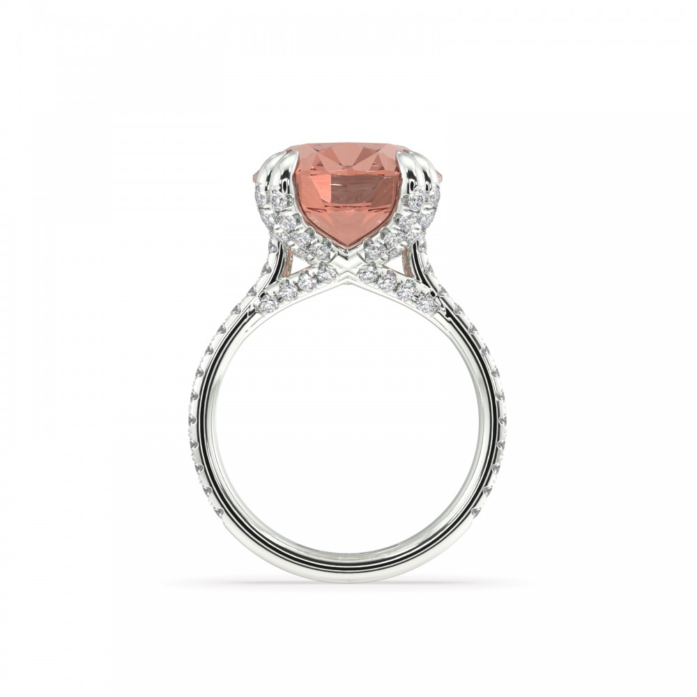 Ring with Diamonds of 0.86 ct and Smoky Quartz of 11.22 ct