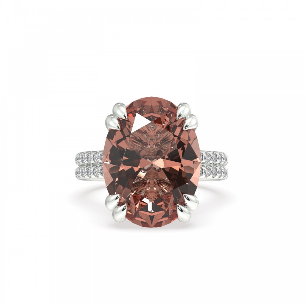 Ring with Diamonds of 0.86 ct and Smoky Quartz of 11.22 ct