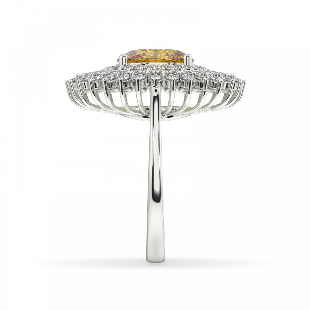 1.07 ct diamond ring, 1.42 ct Marquise diamonds and 3.56 ct yellow sapphire