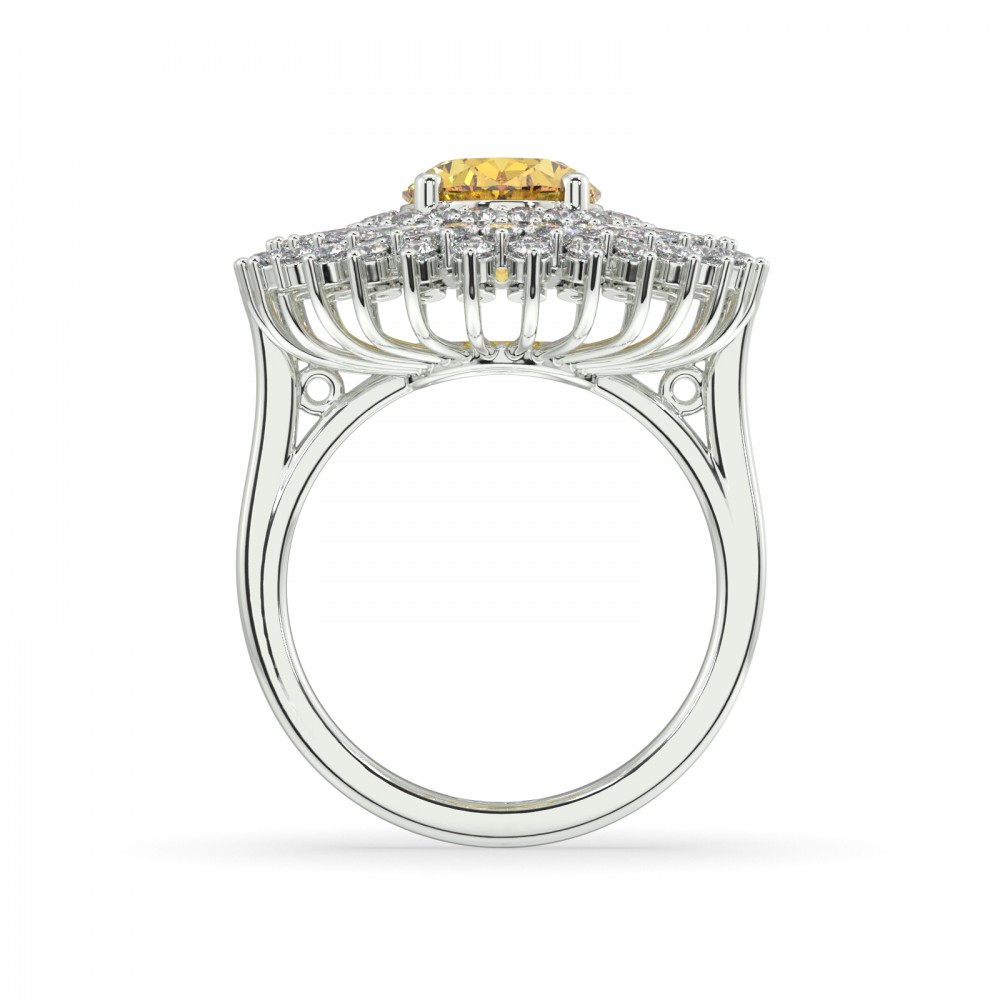 1.07 ct diamond ring, 1.42 ct Marquise diamonds and 3.56 ct yellow sapphire