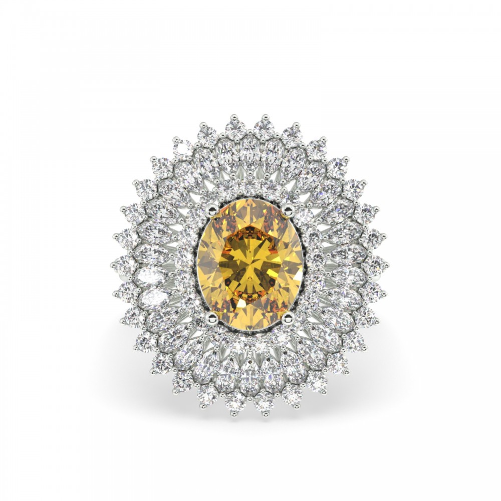 1.07 ct diamond ring, 1.42 ct Marquise diamonds and 3.56 ct yellow sapphire