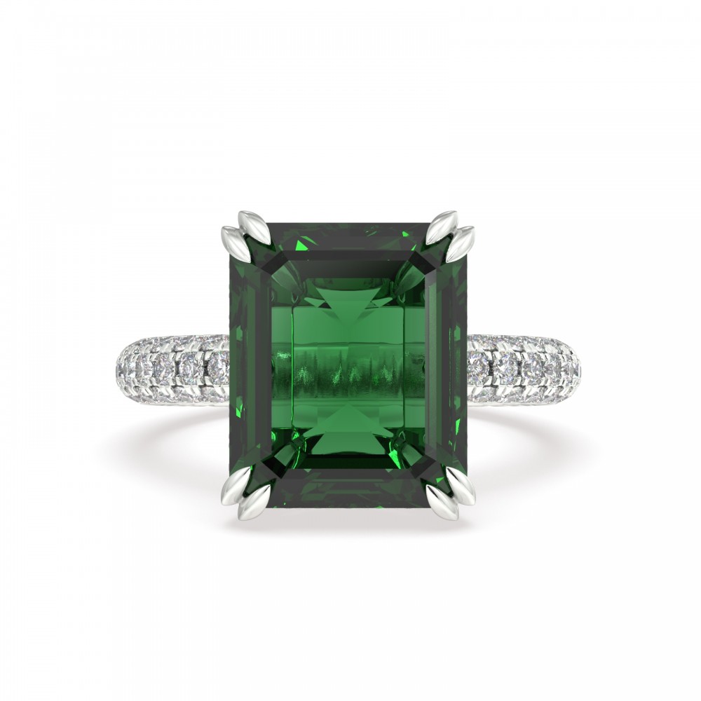 Ring with Diamonds of 0.94 ct. and Green Citrine of 4.85 ct