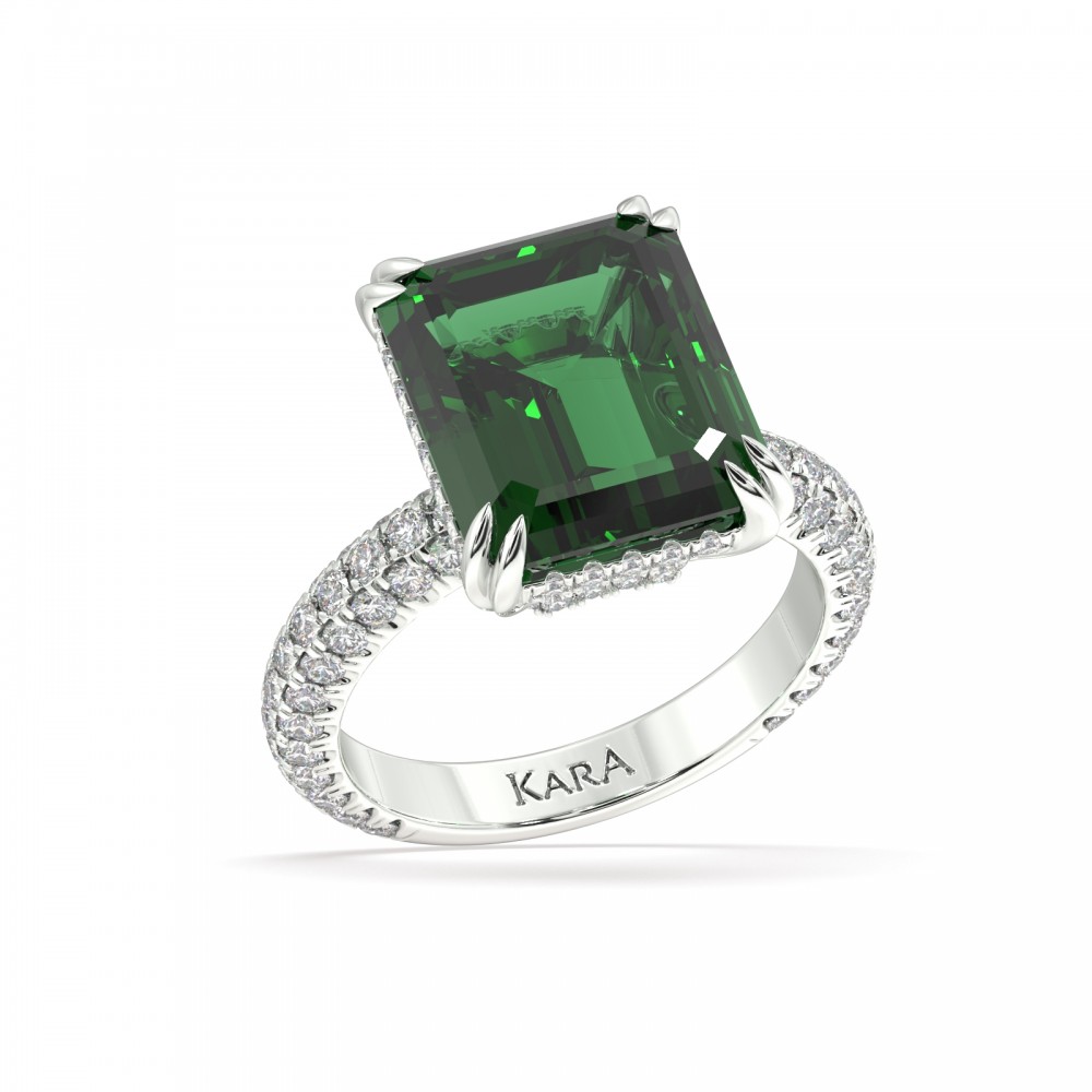 Ring with Diamonds of 0.94 ct. and Green Citrine of 4.85 ct