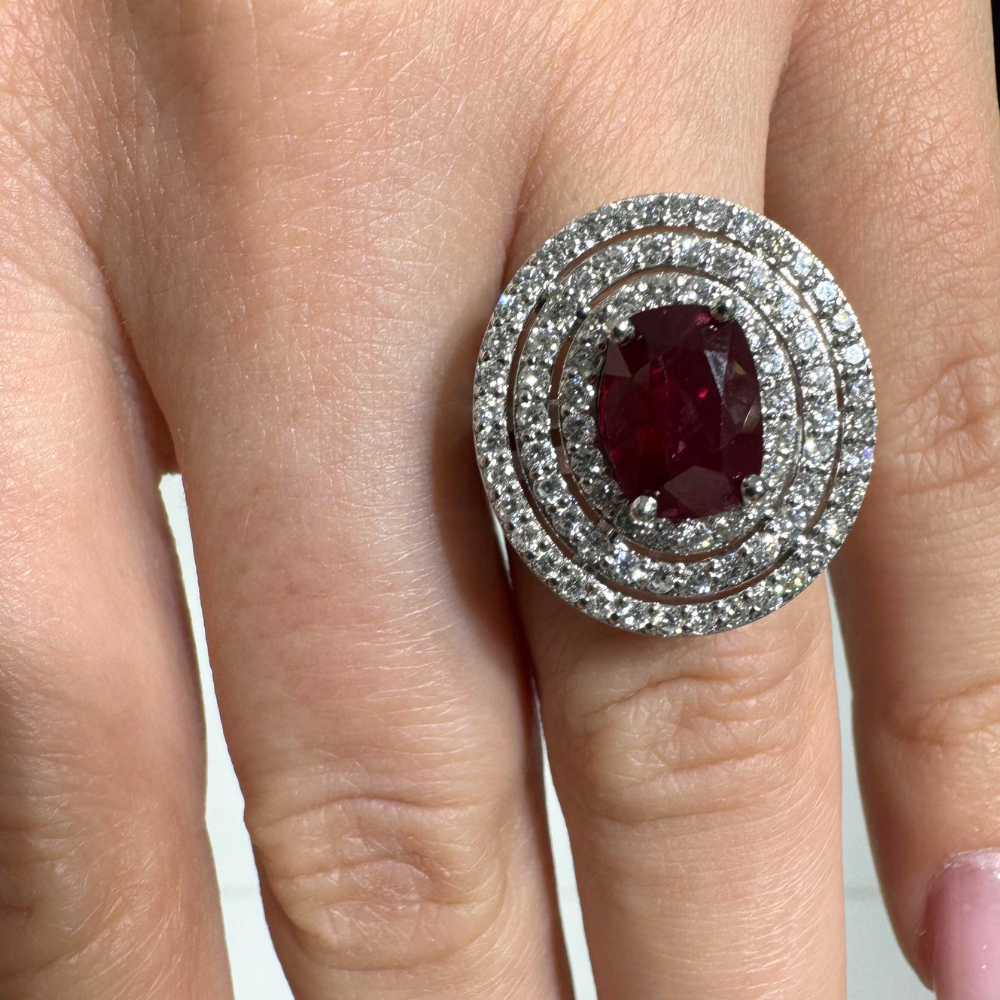 Ring with 1.23 ct. Diamonds and 2.25 ct. Ruby