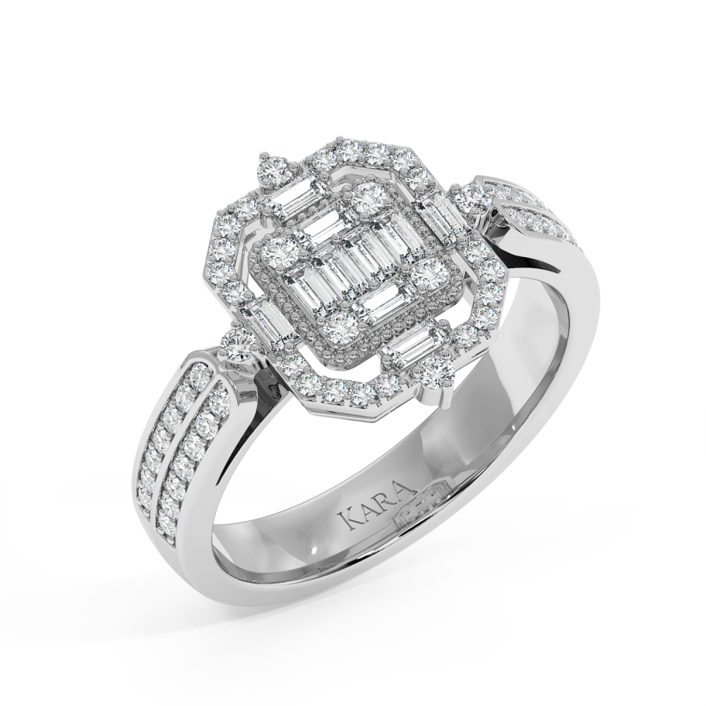 Ring with 0.24 ct Baget Diamonds and 0.33 ct round diamonds