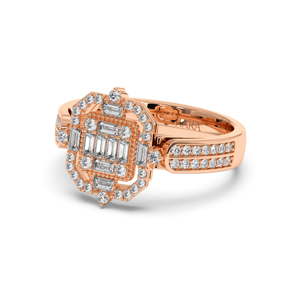 Ring with 0.24 ct Baget Diamonds and 0.33 ct round diamonds