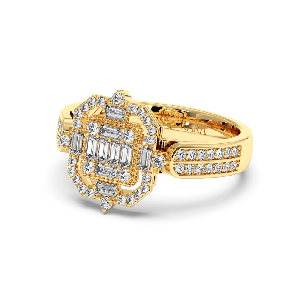 Ring with 0.24 ct Baget Diamonds and 0.33 ct round diamonds