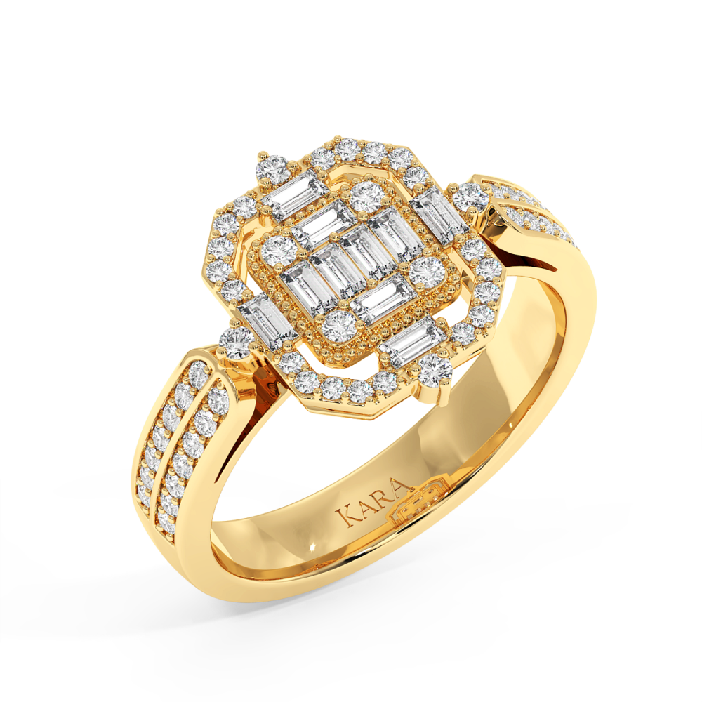 Ring with 0.24 ct Baget Diamonds and 0.33 ct round diamonds